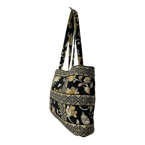 Vera Bradley Yellow Bird Tote Bag Retired Pattern Black Yellow Quilted Bag Purse - Picture 3 of 11